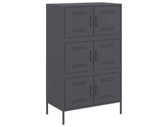 KGFHERENB Highboard Anthrazit 68x39x113 cm Stahl Schrank mit Türen Robuster Stahlschrank im Industrie-Design mit 6 Fächern für Ordnung in Schlafzimmer und Wohnzimmer. Leicht zu pflegen.