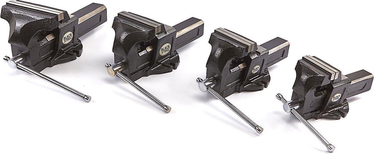 Black Steel Professionele Stalen Bankschroef met Pijpklem, Zwart