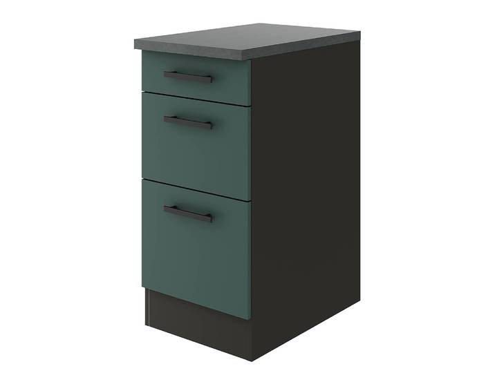 Schubladenunterschrank 40cm Grün/Grün/Anthrazit