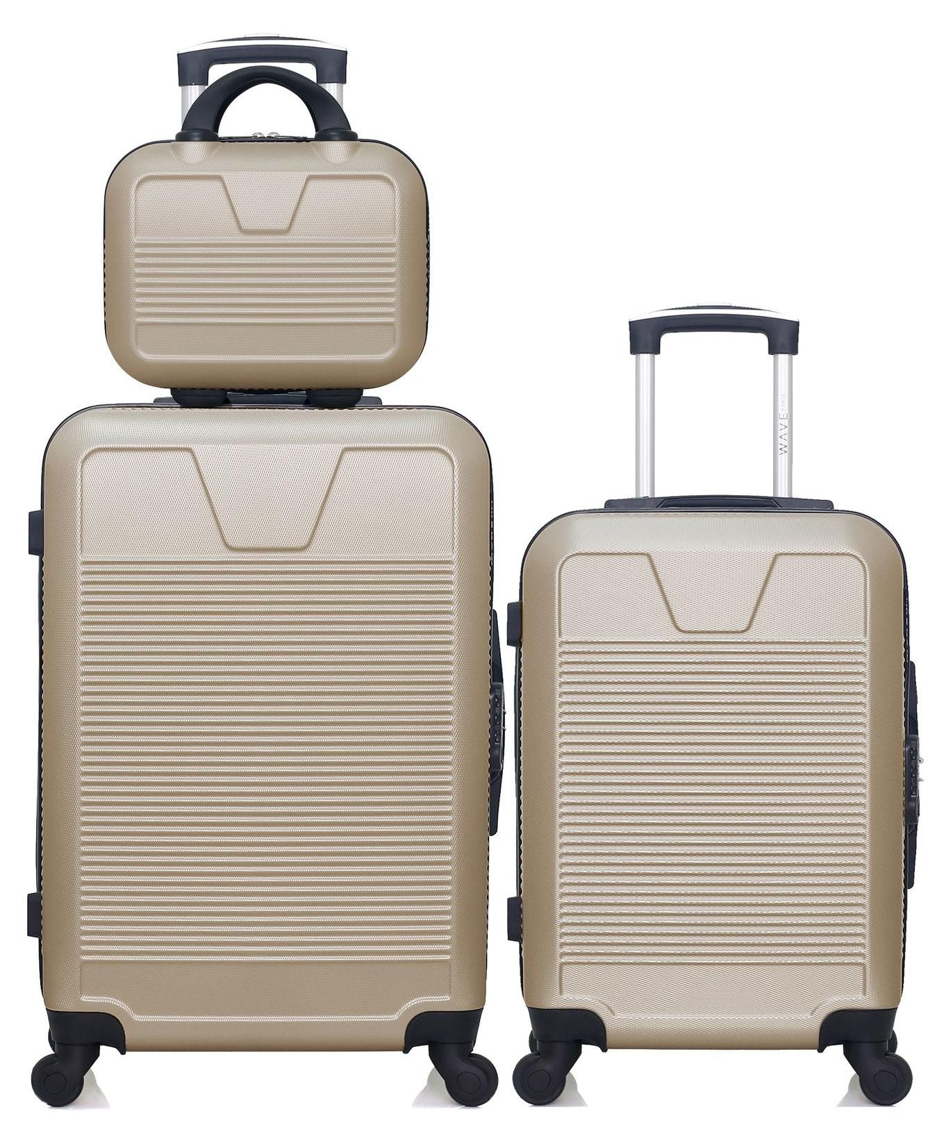 WAVE PARIS - 3er-Set - Wochenendkoffer, Handgepäckkoffer und Kosmetikkoffer SELENGA