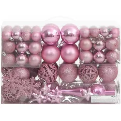 vidaXL 111-tlg. Weihnachtskugel-Set Rosa Polystyrol