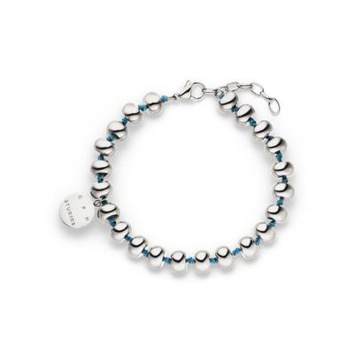 Armband COPENHAGEN STUDIOS "Schmuck Geschenk Edelstahl Cord Beads", silber (edelstahlfarben, blau), Armbänder, Damen, 21cm, Edelstahl Textil, Edelstahl, Textil, Armband