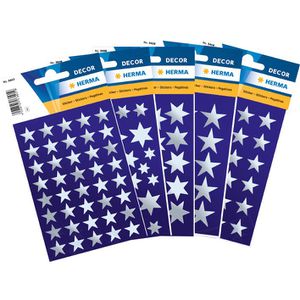 Herma Sticker Decor, 15501, Sterne silber, verschiedene Größen, 378 Aufkleber, 378 Stück