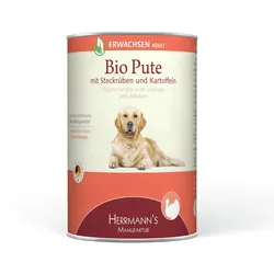 Herrmann's Selection Erwachsen 12x400g Dose Hundenassfutter Bio-Pute mit Wurzelgemüse, Kartoffeln und Fenchel