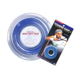 Tennissaite - Unique Tourna Poly Big Hitter BLUE - 220 m + 1 Tourna Grip 3er XL