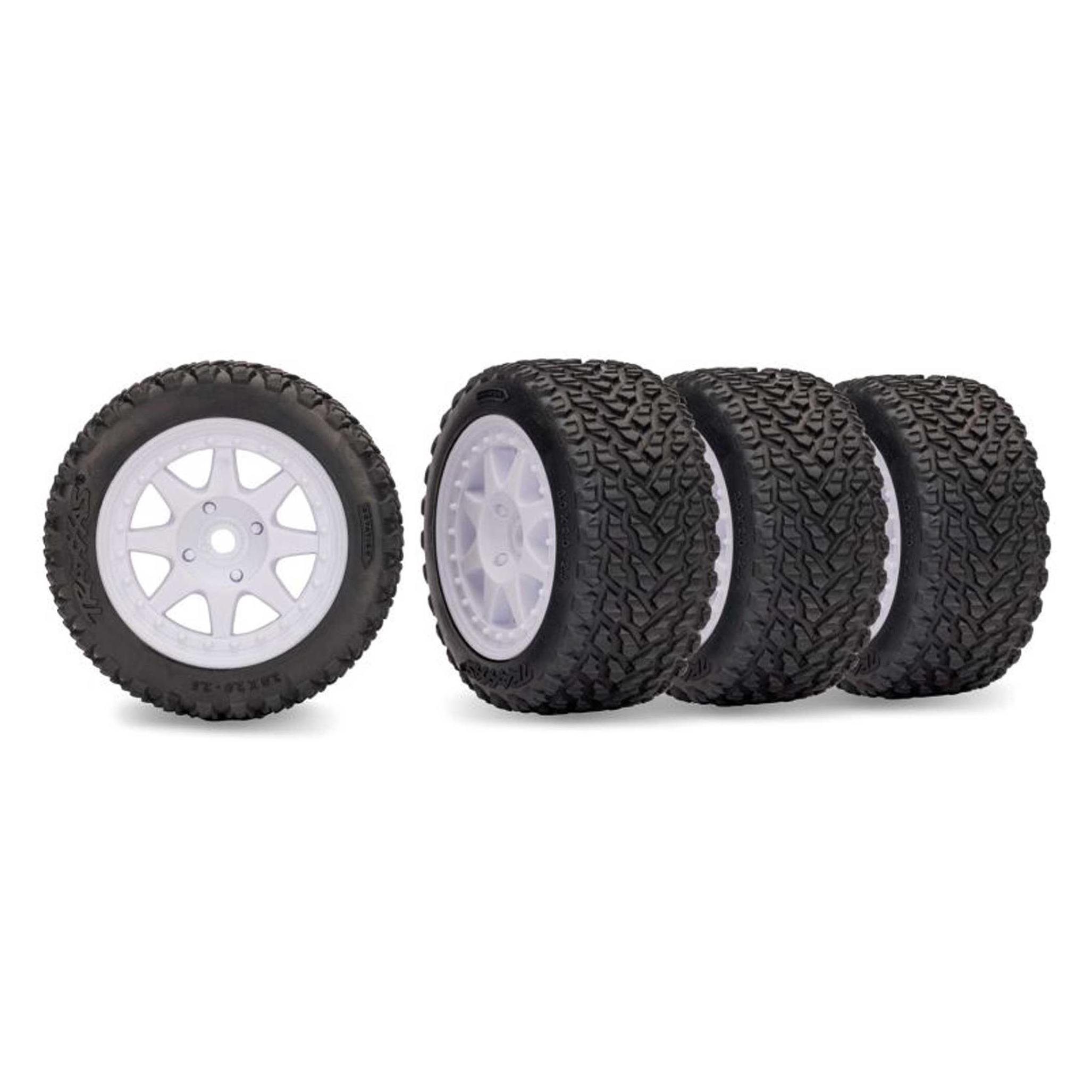 Traxxas Mini Rally Felgen vo+hi weiss mit Rally Reifen (2) (TRX10874)