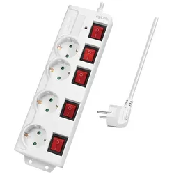 LogiLink LPS252 Verlängerungskabel 1,5 m 4 AC-Ausgänge Drinnen Weiß
