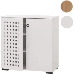 Kommode HWC-N87, Sideboard Schrank Anrichte, 3D-Flecht-Design 2 Türen 3 Staufächer Soft-Close, 82x80x37cm ~ weiß