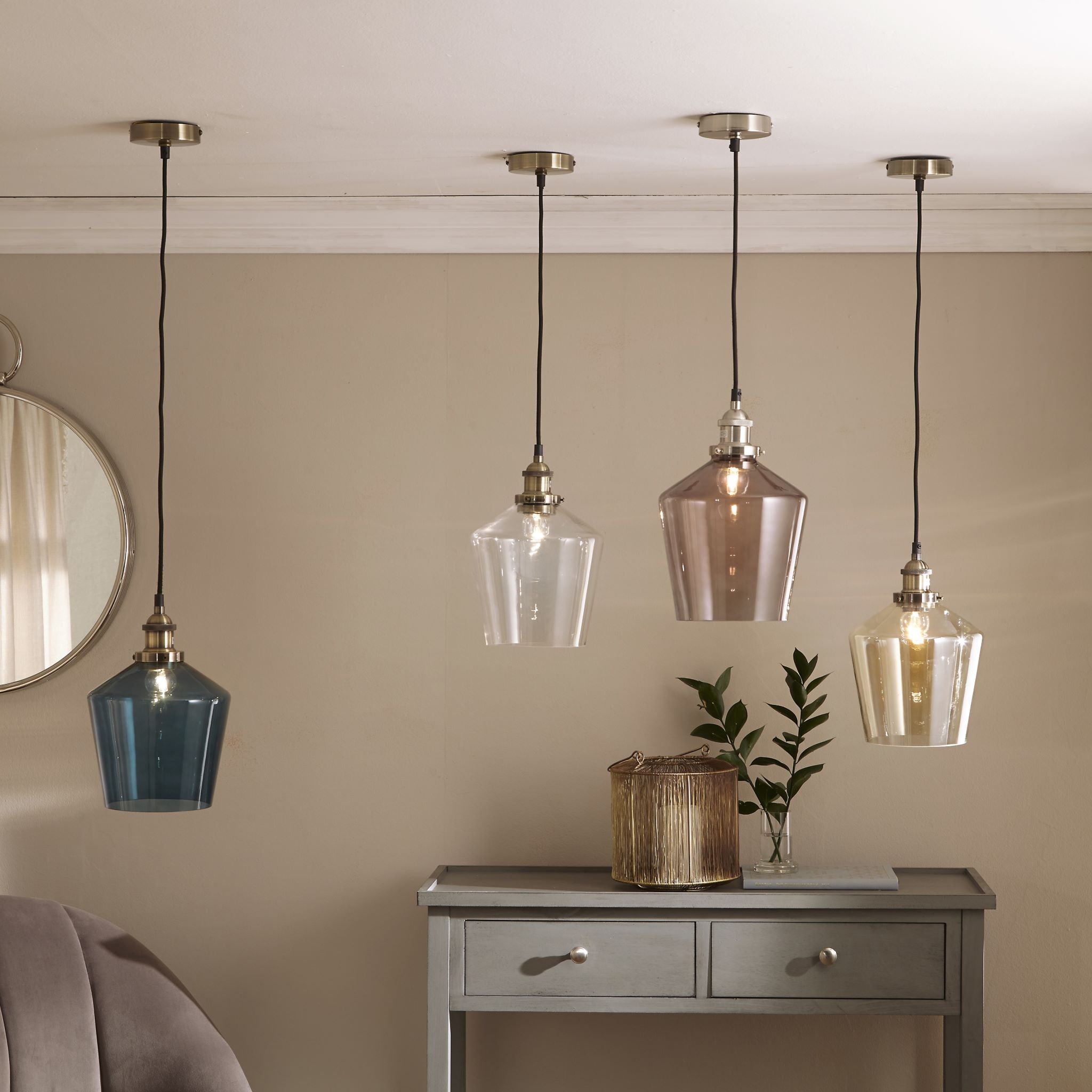 Pacific Lifestyle - Emmanuelle Antique Brass Metal and Clear Glass Pendant