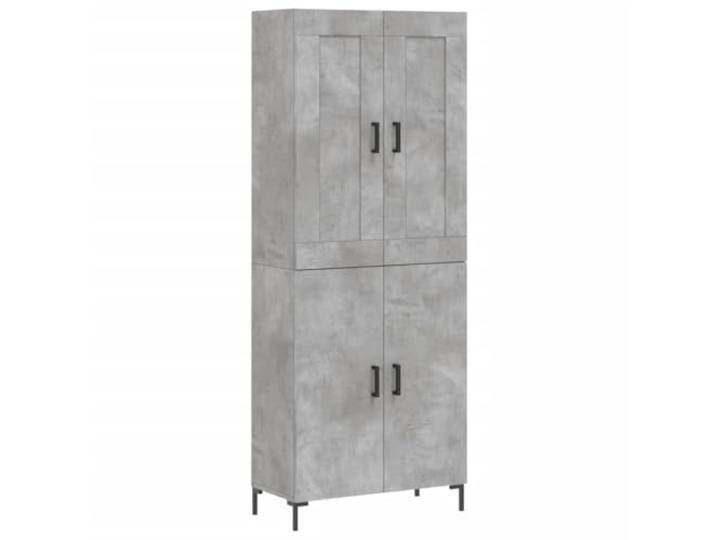 HKTMGDNG Highboard Betongrau 69,5x34x180 cm Holzwerkstoff Schrank Moderne Aufbewahrung für Wohnzimmer und Essbereich mit stabilen Metallbeinen und geschlossenen Fächern gegen Unordnung.
