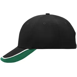 Basecap "MB049" 6-Panel-Halfpipe-Sandwich - black/white/dark-green