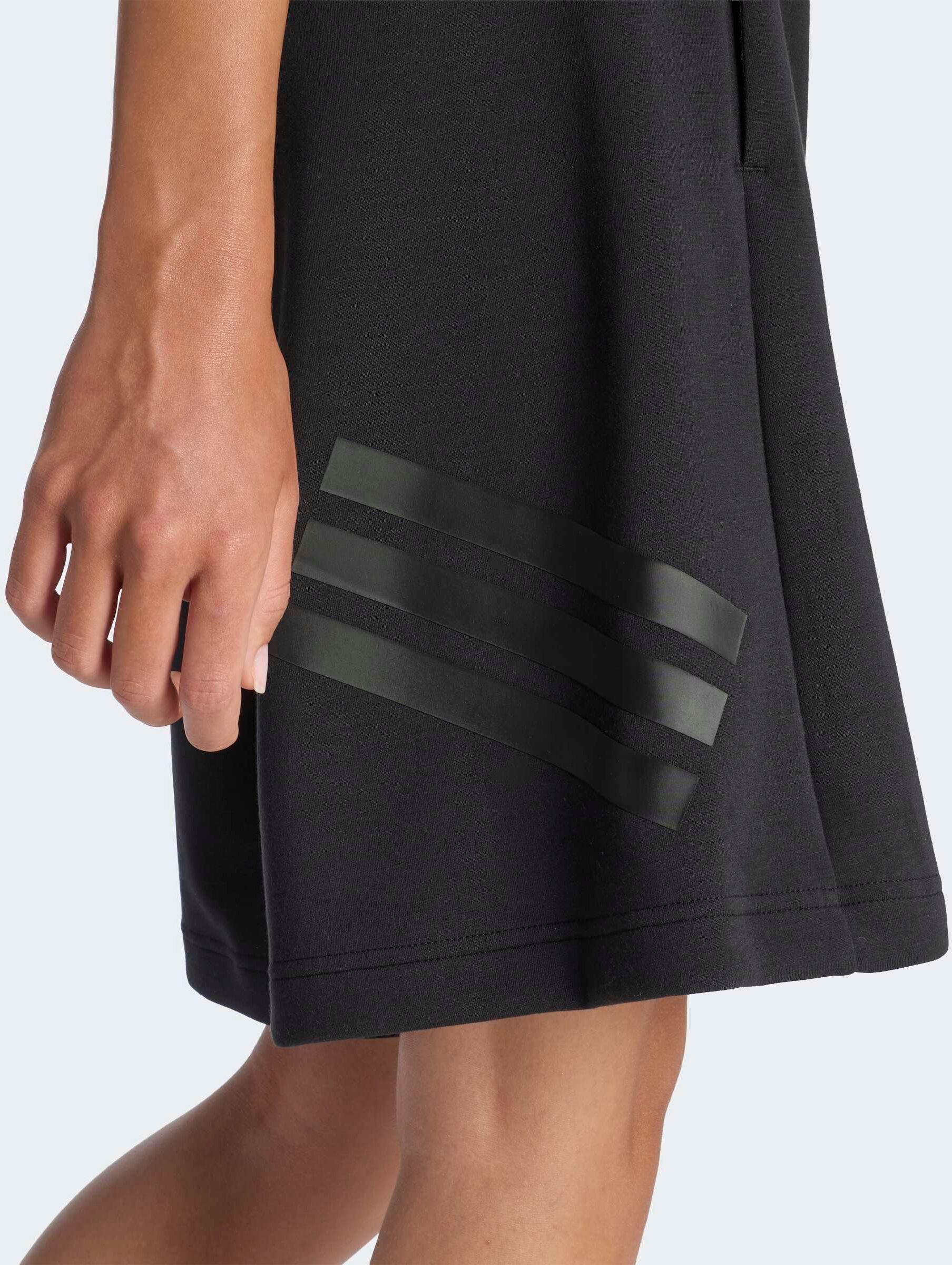 Shorts ADIDAS SPORTSWEAR "JG FI 3S LNG SH" Gr. 140, schwarz (schwarz, schwarz,), Hosen, Mädchen, 140, N-Gr, Obermaterial: 67% Polyester, 33% Baumwolle, Shorts schwarz, schwarz, 140, N-Gr