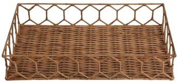 "happimess Honeycomb 19.75"" Rustic Boho Hand-Woven Rattan Tray"
