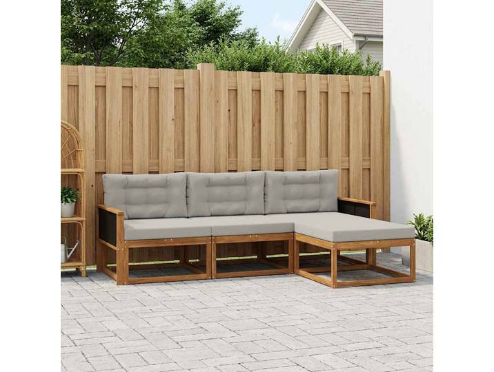 vidaXL Outdoor-Sofagarnitur 4 stk. Natural and Light grey