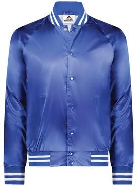 Augusta Sportswear 3610 Satin Baseball Jacket/Striped Trim in Royal/White size XL   Nylon