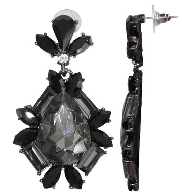 Paar Ohrstecker STEUER "Metall Glasstein Schwarz", Damen, Gr. one-size, Metall, schwarz (schwarz, schwarz), Ohrringe