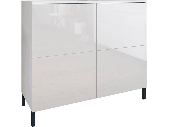 Kommode BORCHARDT MÖBEL Haama, Sideboard mit Metallfüssen, Push-to-open-Technik, Breite 93 cm , weiss (weiß hochglanz), B:93cm H:80cm T:35cm, Holzwerkstoff, Sideboards, Kommode, Breite 93 cm