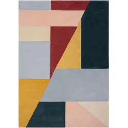 Designerteppich Kurzflor DEBEN Color-Block Wolle 200x290 cm Multi-Kontrast farbenfroh modern retro getuftet Naturteppich | Kadima Design