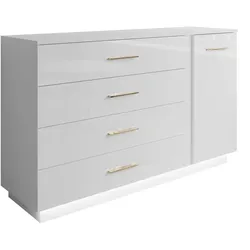 SIDEBOARD LINA II 1D4S mit LED-Beleuchtung Griffe Goldchrom