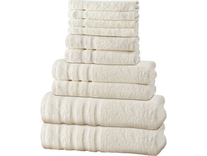 Handtuchset 12-teilig, 50% Bambus & 50% Baumwolle, natur