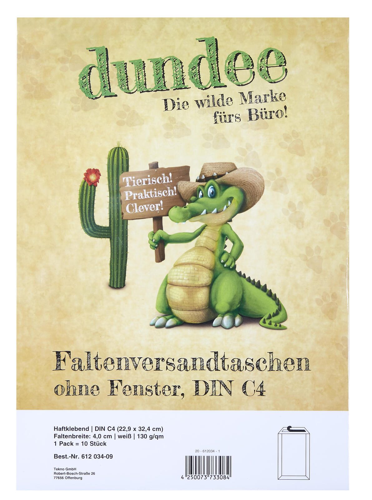 dundee Faltentaschen DIN C4 weiß 3722 PR KP