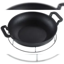 Tarrington House BBQ Grill Wok, Gusseisen, Ø 30 x 7 cm, emailliert, schwarz