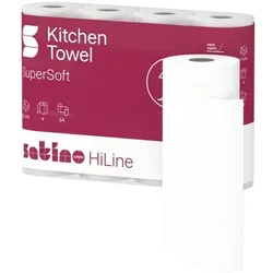 satino HiLine Küchenrollen »SuperSoft« 3-lagig, 4 Rollen weiß, 26 cm