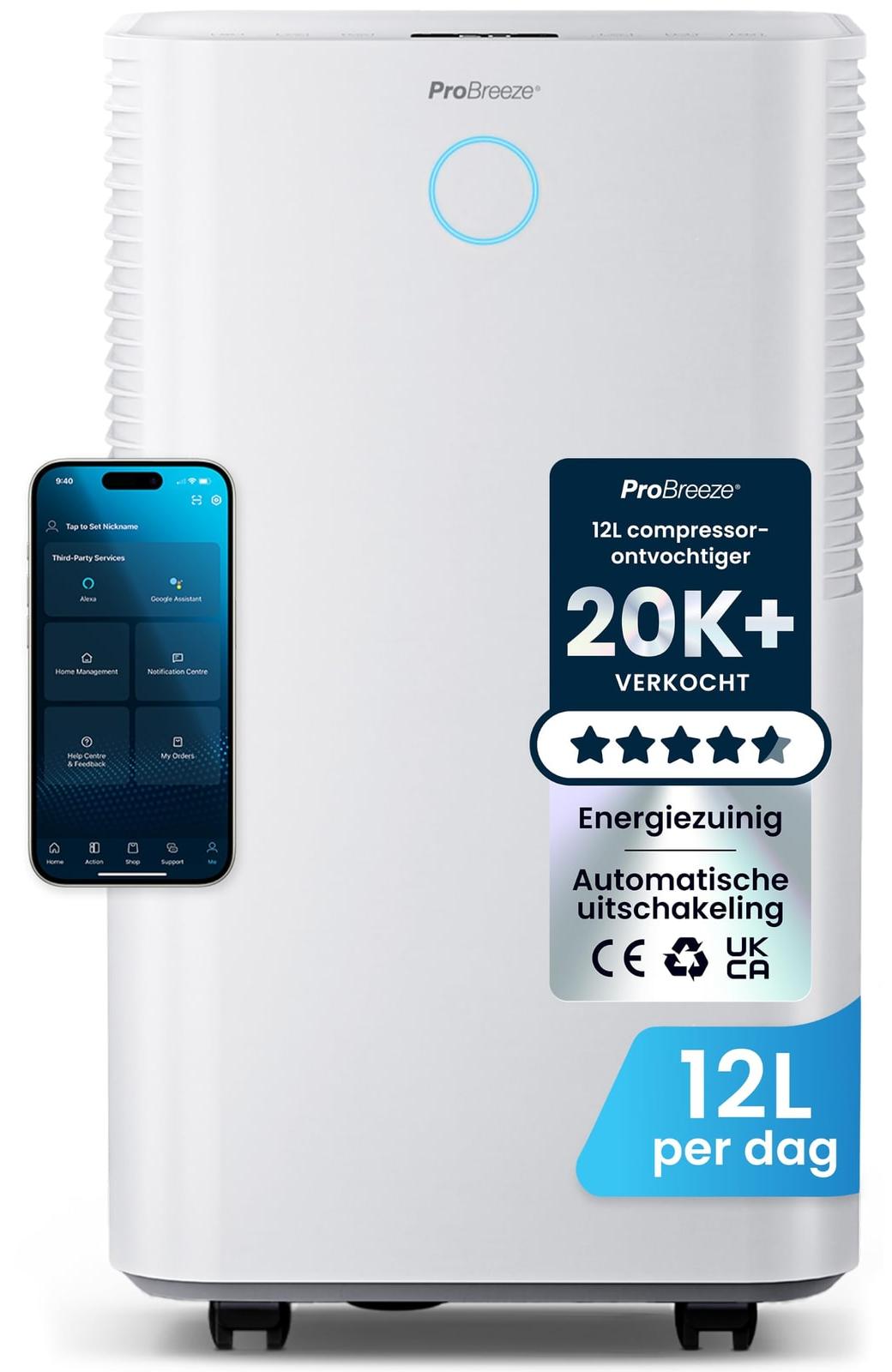 Luftentfeuchter Raumentfeuchter Entfeuchter - 12 Liter pro Tag - 24-Stunden-Timer - WLAN - Leise