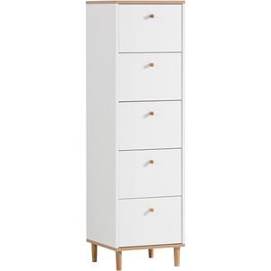 Schildmeyer Kommode Hilda, 701992, mattweiß / artisaneiche, mit 5 Schubladen, 40 x 142 x 40cm