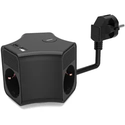 Steckdosenleiste 3x Schuko-Steckdosen 230V 2m USB-A & USB-C mit Schalter Plastrol W-30018