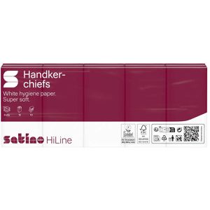 Satino Taschentücher HiLine, 113940, Päckchen, Zellstoff, 4-lagig, weich & sicher, je 10 Tücher, 15 Stück