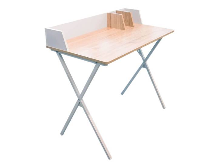 Bureau en bois et métal blanc