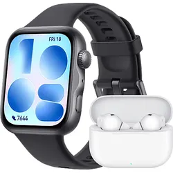 HUAWEI WATCH FIT 5 + FreeBuds SE 4 Weiß Smartwatch und Kopfhörer Fluorelastomer, 130-210 mm, Black