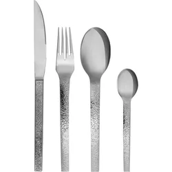 Hübsch Mano Besteck Texturiertes (16er Set), Besteck, Silber, Grau
