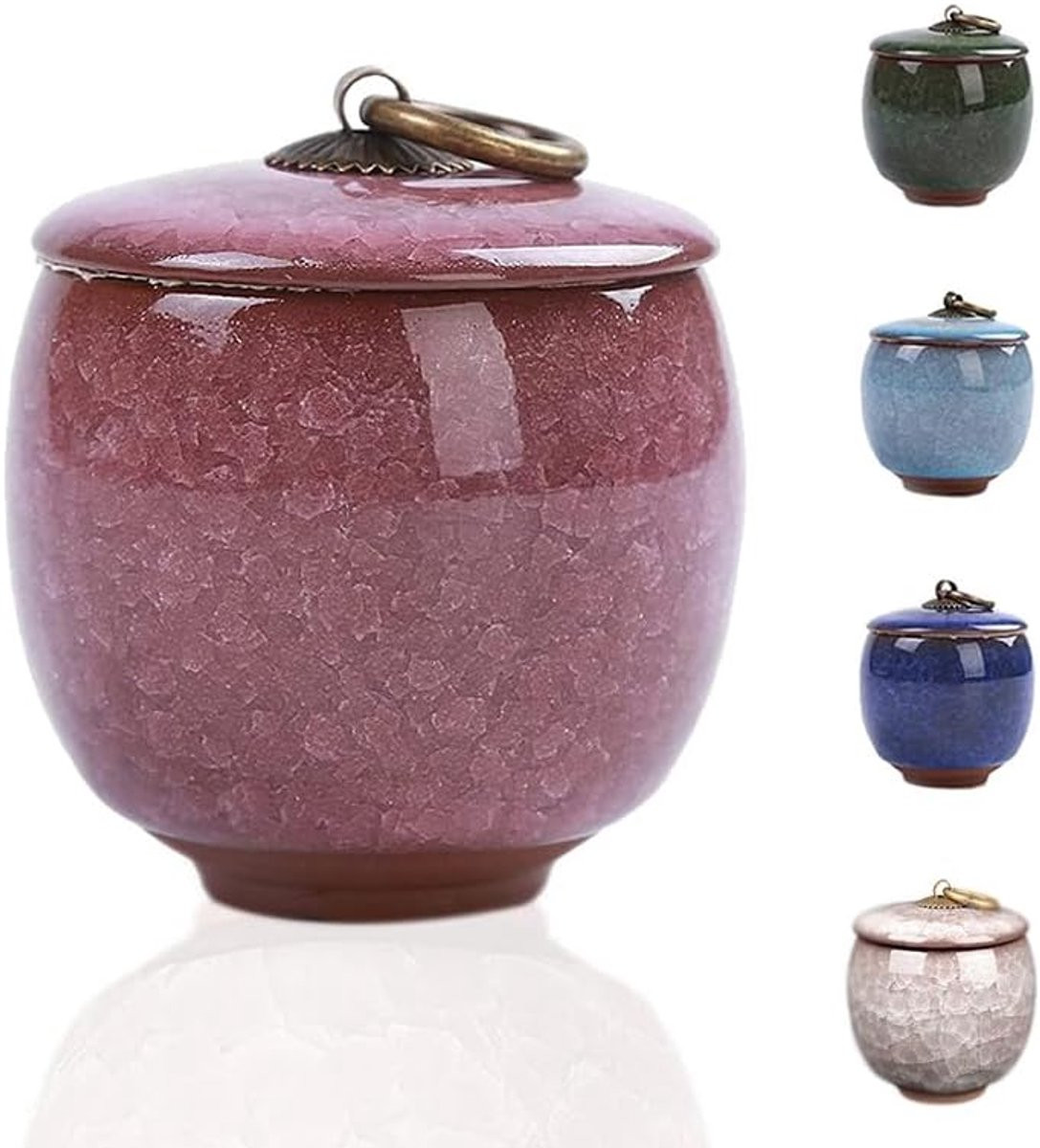 Mini Urn diamant rood van keramiek, 60ml