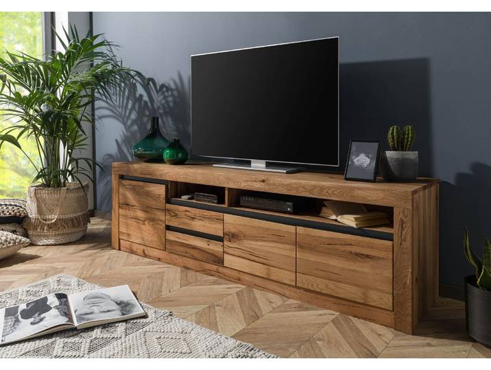 TV-Board Wild-/ Zerreiche 185x45x55 Eiche natur geölt MONTREUX #130