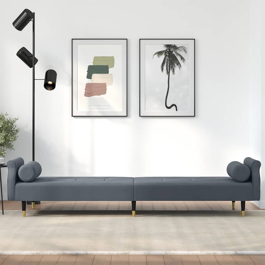 vidaXL Canapé-lit avec coussins gris foncé velours