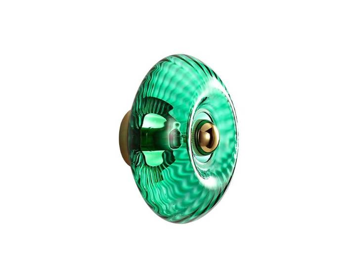 Applique murale en verre GRACE - Verte et dorée - 20