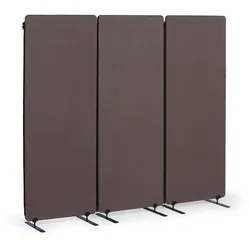 Akustik-Trennwand 160 x 60 cm, 3 Stück in einer Packung, textile Oberfläche, Reißverschlussverbindungen, braun