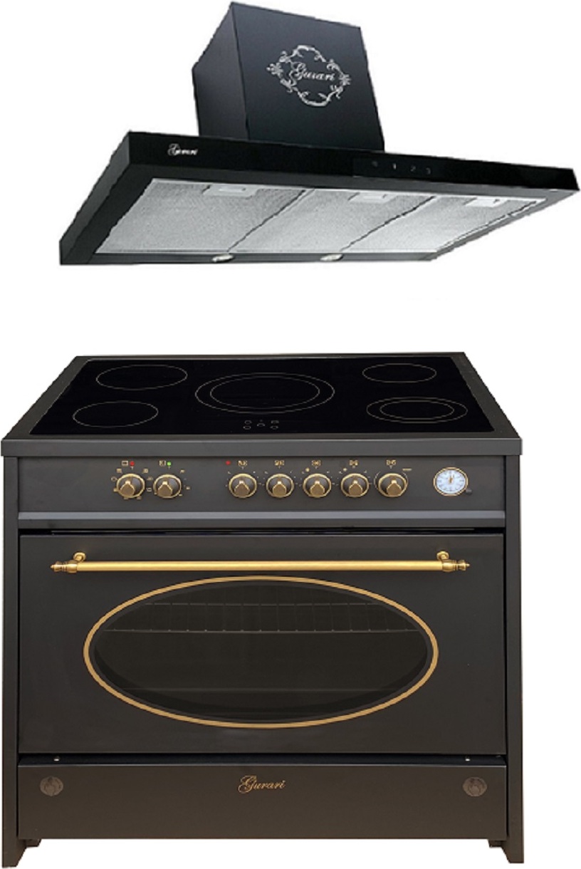 Gurari Elektro-Standherd GCH E 912 BL r + GCH 462 BL 9 Prime Dunstabzugshaube 90cm