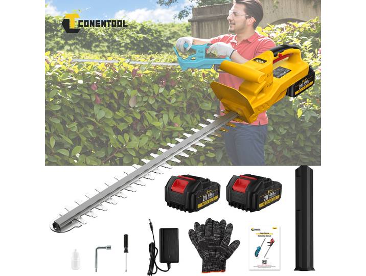 CONENTOOL Tondeuse à gazon électrique sans fil 20 pouces 25000 tr/min, débroussailleuse et sécateur, 2 batteries 4,0 Ah pour batterie Makita 18V