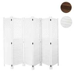 Paravent HWC-A84, Raumteiler Trennwand Sichtschutz, Ornamente 170x245cm ~ weiß