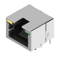Weidmüller RJ45C5 R1U 2.4N4Y/G RL Leiterplattensteckverbinder modulare RJ45-Buchse, Cat. 5 , THT/THR-Lötanschluss, Schirmung: Ja, LED: Ja, Gold über Nickel, 3134150000