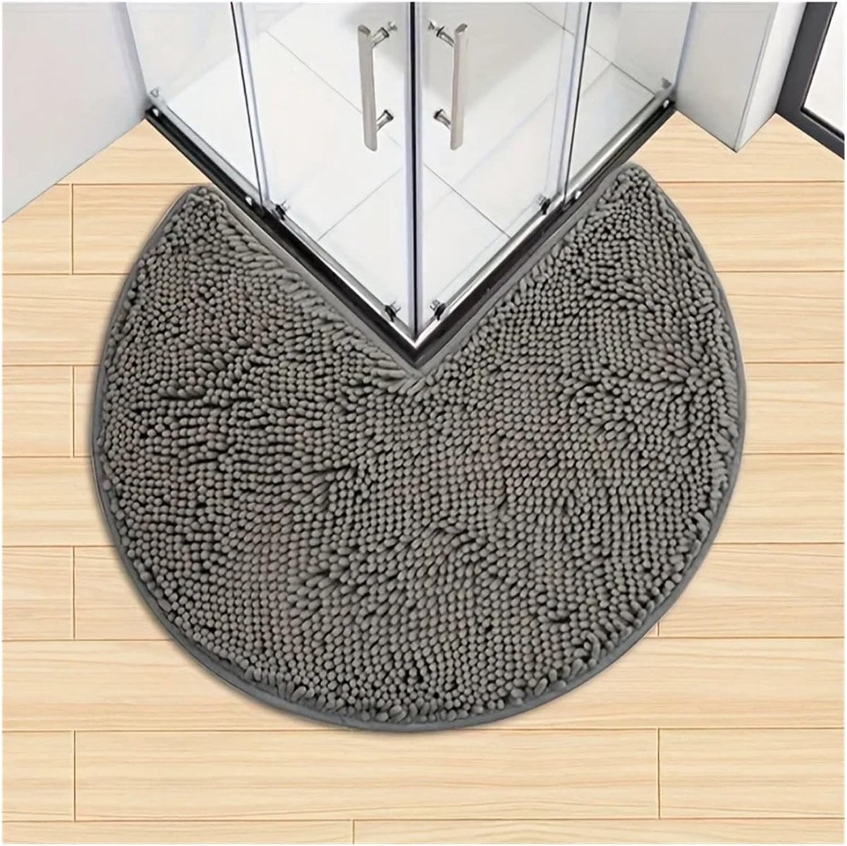 L-vormige Badmat - Antislip en Waterabsorberend - Donkergrijs