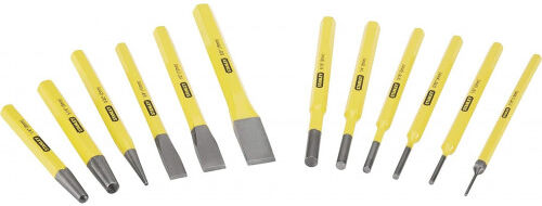 Stanley 4-18-299 Pointeaux, burins et chasse-goupilles, jeu de 12 pieces