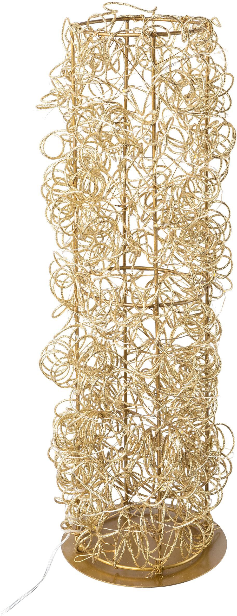 Dekoobjekt CREATIV LIGHT "Metalldraht-Tower", gold (goldfarben), H:30cm, Draht, Dekofiguren, Dekoobjekt, Zylinder aus Draht, batteriebetrieben, mit Timerfunktion