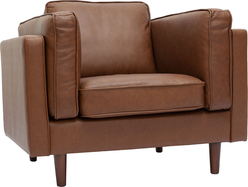 Miliboo Vintage-Ledersessel aus braunem Büffelleder BRADLEY