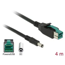 Delock PoweredUSB Kabel Stecker 12 V > DC 5,5 x 2,1 mm Stecker 4 m für POS Drucker und Terminals