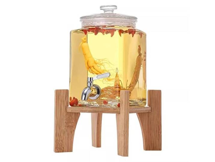 Getränkespender mit Ständer, 2.5L Saftspender mit Zapfhahn aus Edelstahl For Cocktails, Saft, Wasser, Getränke