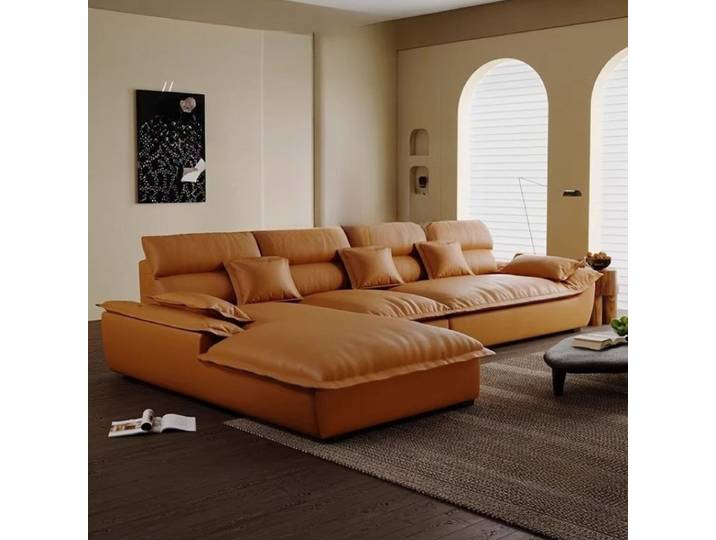 Canapé de salon en cuir italien, coin minimaliste, canapé de luxe, intérieur d'appartement, meubles Woonkamer Banken